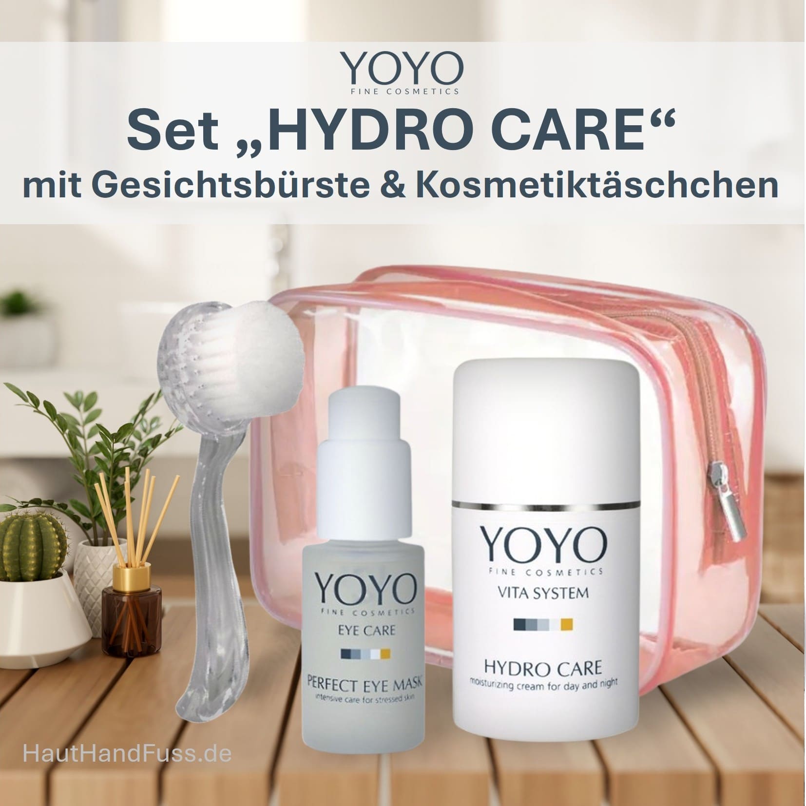 YOYO Set Hydro Care – Hydro Care und Perfect Eye Mask mit Gesichtsbürste im Kosmetiktäschchen